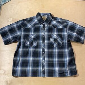 Coevals Club Blue Plaid Short Sleeve Snap Shirt XXL (NZ)